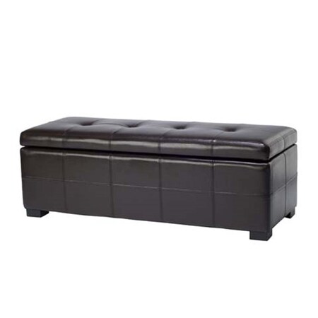 Safavieh Large Brown Maiden Tufted Leather Storage Bench HUD8229A